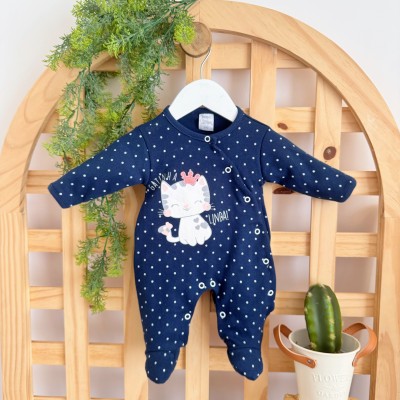   Macacão Malha Trape Zape - Gatinha Linda - Marinho